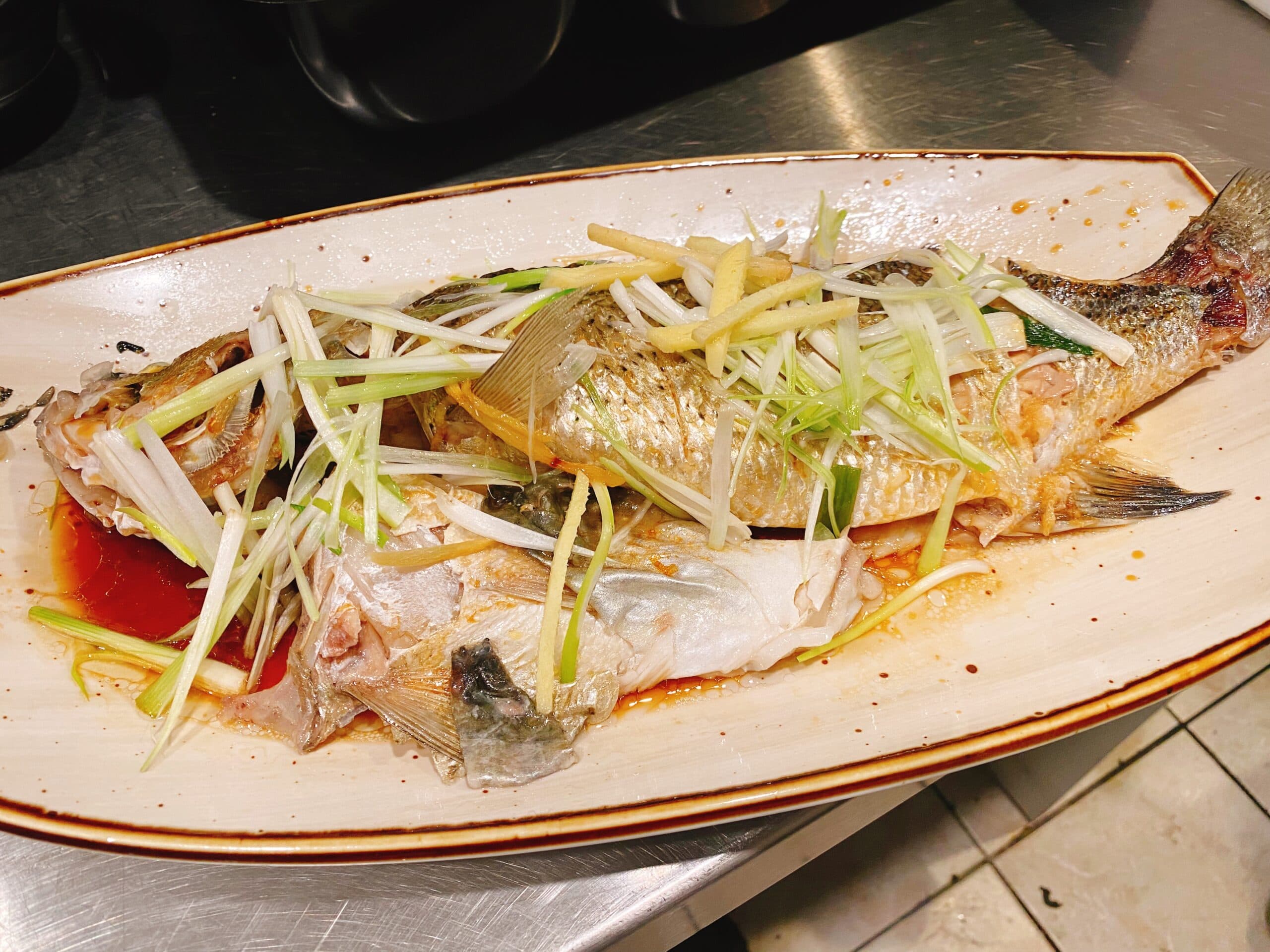 Steamed Striped Bass